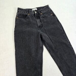 Zara High Waisted Mom Jeans Faded Black Tapered Leg Denim US 6 MEX 28